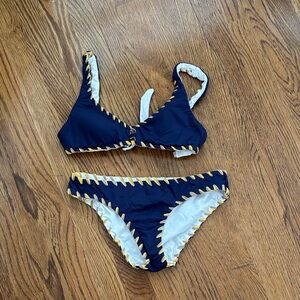 BECCA Navy Bikini Set with Gold Lacing